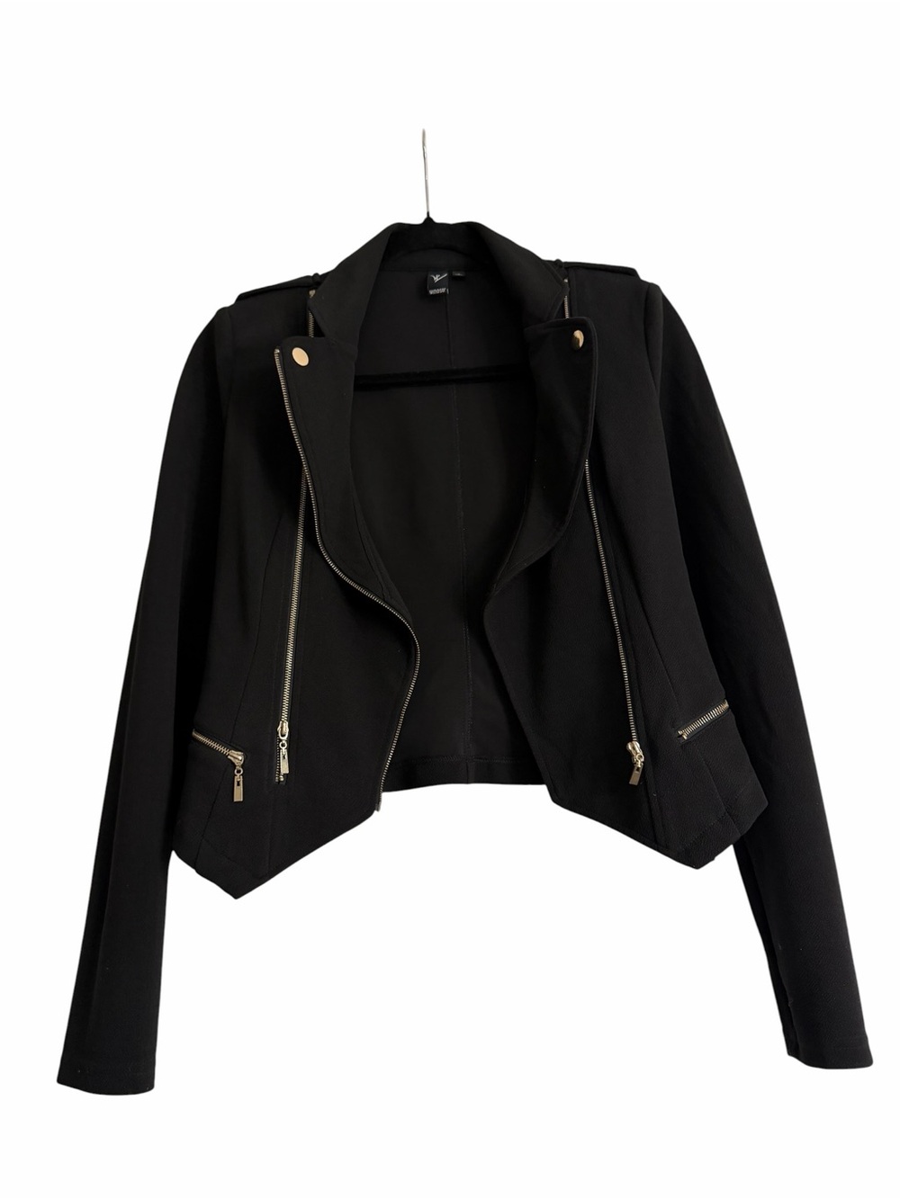 Windsor Black Cropped Blazer with Gold Zippers Sz Small